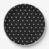 Schwarz-weiß geometrische Polka Dots weiße Grenze Pappteller (Vorderseite)