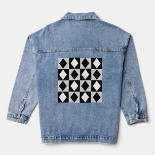 Schwarz-weiß geometrische Raute Diamant Jeansjacke