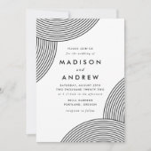 Schwarz-Weiß-Geometrische Swirt-Hochzeit Einladung (Vorderseite)