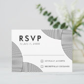 Schwarz-Weiß-Geometrische Swirt-Hochzeit RSVP Karte (Stehend Vorderseite)