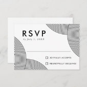 Schwarz-Weiß-Geometrische Swirt-Hochzeit RSVP Karte (Vorne/Hinten)