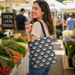 Schwarz-weiß geometrischer Fächer-Sonnenstrahl-Wie Tasche