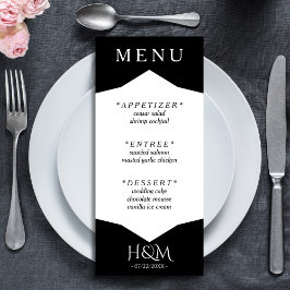 Schwarz-Weiß-Geometrisches Abendessen Hochzeitsemp Menükarte