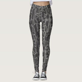 schwarz-weiß geometrisches abstraktes Muster Leggings