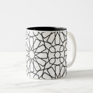 Schwarz-weiß geometrisches abstraktes Muster Zweifarbige Tasse