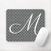 Schwarz-weiß geometrisches Anfangsmonogramm Mousepad (Mit Mouse)