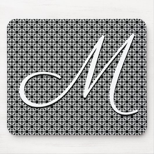 Schwarz-weiß geometrisches Anfangsmonogramm Mousepad (Vorne)