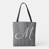 Schwarz-weiß geometrisches Anfangsmonogramm Tasche (Rückseite)