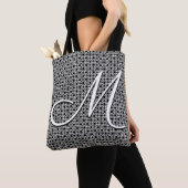 Schwarz-weiß geometrisches Anfangsmonogramm Tasche (Von Nahem)