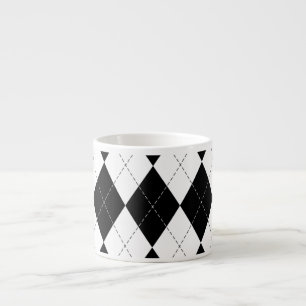 Schwarz-weiß geometrisches Argyle-Muster Espressotasse