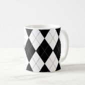 Schwarz-weiß geometrisches Argyle-Muster Kaffeetasse (VorderseiteRechts)
