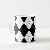 Schwarz-weiß geometrisches Argyle-Muster Kaffeetasse (Vorderseite Links)