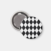 Schwarz-weiß geometrisches Argyle-Muster Magnet (Vorderseite/Rückseite)