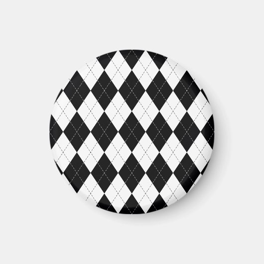 Schwarz-weiß geometrisches Argyle-Muster Magnet (Vorne)