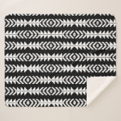 Schwarz-Weiß-geometrisches Boho-Design Sherpadecke (Vorderseite (Horizontal))