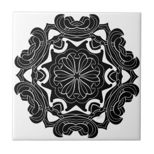 Schwarz-weiß geometrisches Design Fliese