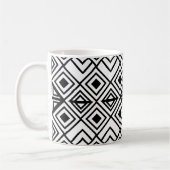 Schwarz-Weiß-Geometrisches Diamantmuster Kaffeetasse (Links)