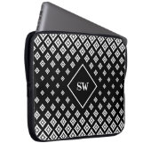 Schwarz-Weiß-Geometrisches Diamantmuster Laptopschutzhülle (Vorne Rechts)