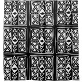 Schwarz-Weiß-geometrisches Fliesenmuster Duschvorhang (Vorderseite)