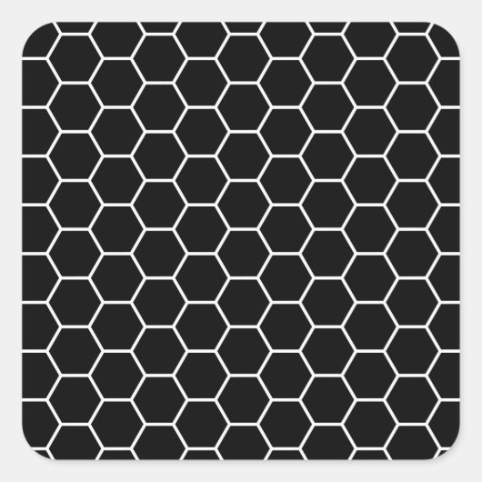 Schwarz-Weiß-Geometrisches Hexagon-Muster Quadratischer Aufkleber (Vorderseite)