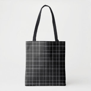 Schwarz-weiß geometrisches Karomuster Tasche