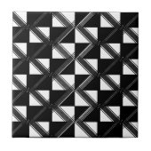 Schwarz-weiß Geometrisches Linienmuster Moderner K Fliese (Vorderseite)
