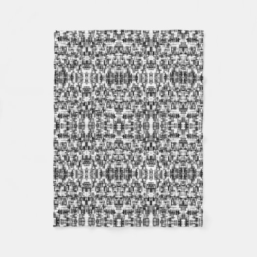 Schwarz-weiß geometrisches Mandala-Muster Fleece-D Fleecedecke (Vorderseite)