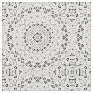 Schwarz-Weiß geometrisches Mandala-Muster Stoff