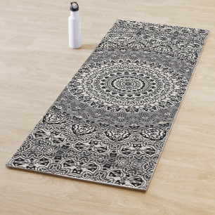 Schwarz-Weiß geometrisches Mandala-Muster Yogamatte