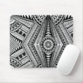 Schwarz-Weiß-Geometrisches Mandala-Stammmuster Mousepad (Mit Mouse)