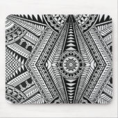 Schwarz-Weiß-Geometrisches Mandala-Stammmuster Mousepad (Vorne)
