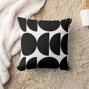 Schwarz-weiß geometrisches Mid-Century-Muster Kissen