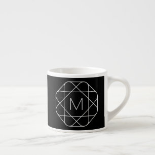 Schwarz-weiß geometrisches Monogramm Espressotasse