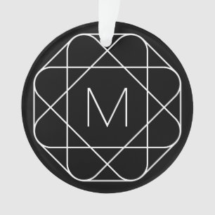 Schwarz-weiß geometrisches Monogramm Ornament