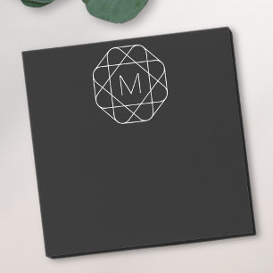 Schwarz-weiß geometrisches Monogramm Post-it Klebezettel