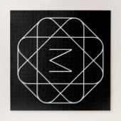 Schwarz-weiß geometrisches Monogramm Puzzle (Horizontal)