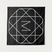 Schwarz-weiß geometrisches Monogramm Wandteppich (Vorderseite (Horizontal))