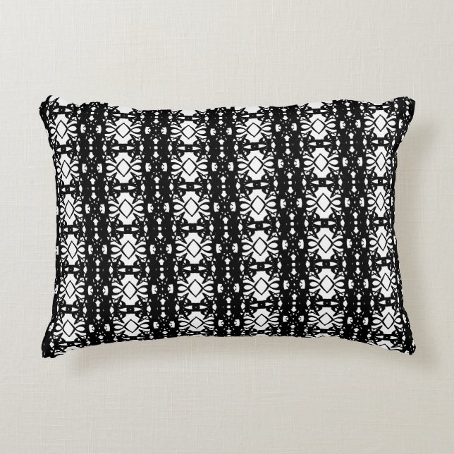 Schwarz-Weiß-Geometrisches Muster Akzent Pillow Dekokissen (Vorderseite)