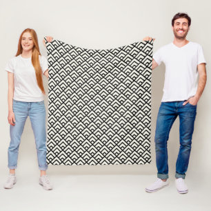Schwarz-weiß geometrisches Muster Fleecedecke