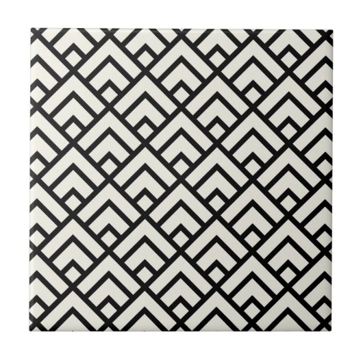 Schwarz-Weiß-Geometrisches Muster Fliese (Vorderseite)