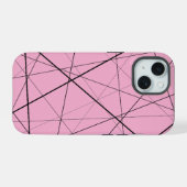 Schwarz-weiß geometrisches Muster iPhone 15 Hülle (Rückseite (Horizontal))