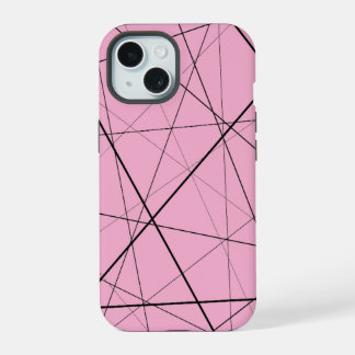 Schwarz-weiß geometrisches Muster iPhone 15 Hülle
