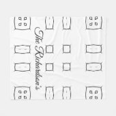 Schwarz-weiß geometrisches Muster | Minimalistisch Fleecedecke (Vorderseite (Horizontal))