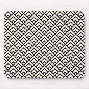 Schwarz-Weiß-Geometrisches Muster Mousepad