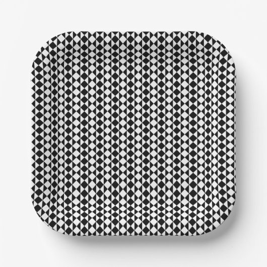 Schwarz-weiß geometrisches Muster Pappteller (Vorderseite)