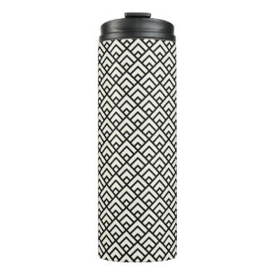 Schwarz-Weiß-Geometrisches Muster Thermosbecher