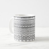 Schwarz-weiß geometrisches Rahmenmuster Kaffeetasse (Vorderseite Links)