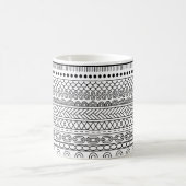 Schwarz-weiß geometrisches Rahmenmuster Kaffeetasse (Mittel)