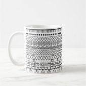Schwarz-weiß geometrisches Rahmenmuster Kaffeetasse (Links)