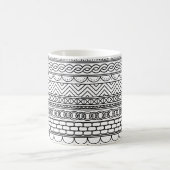 Schwarz-weiß geometrisches Rahmenmuster Kaffeetasse (Mittel)